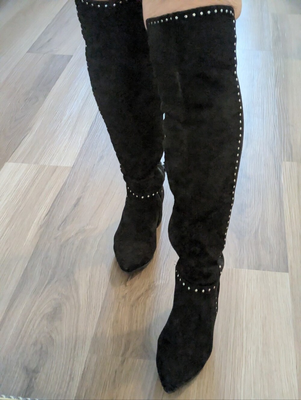 Over-the-Knee Studded Block Heel Boots - Picture 9 of 17